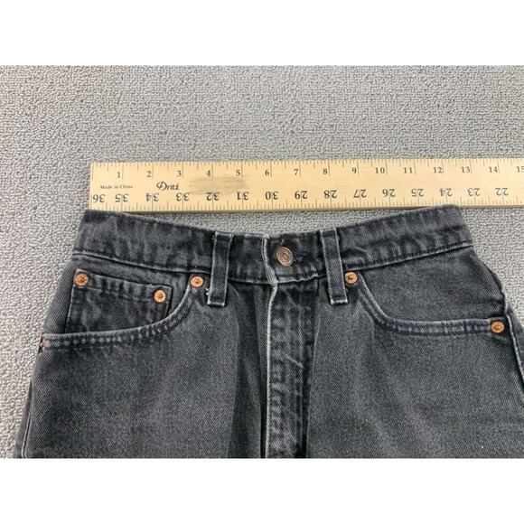 The Vintage Twin Levis Denim 512 Shorts Women 26 Black Cutoff Frayed Hem Zip Fly - Picture 4 of 9